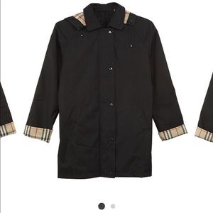 Black Hooded Burberry Brittany Raincoat